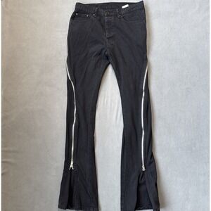 mnml Jeans Mens 31‎ Black Zipper Flare Button Fly Goth Rave Streetwear Cotton